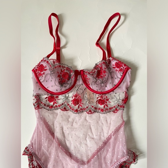 NWT Victoria's Secret Rosebud Dot Wicked Teddy Pink Lace Bodysuit XS Lingerie - Picture 4 of 7